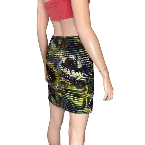 Pretty Little Thing Slinky Mini Skirt Blue Photo Print Made in the UK - Picture 3 of 11